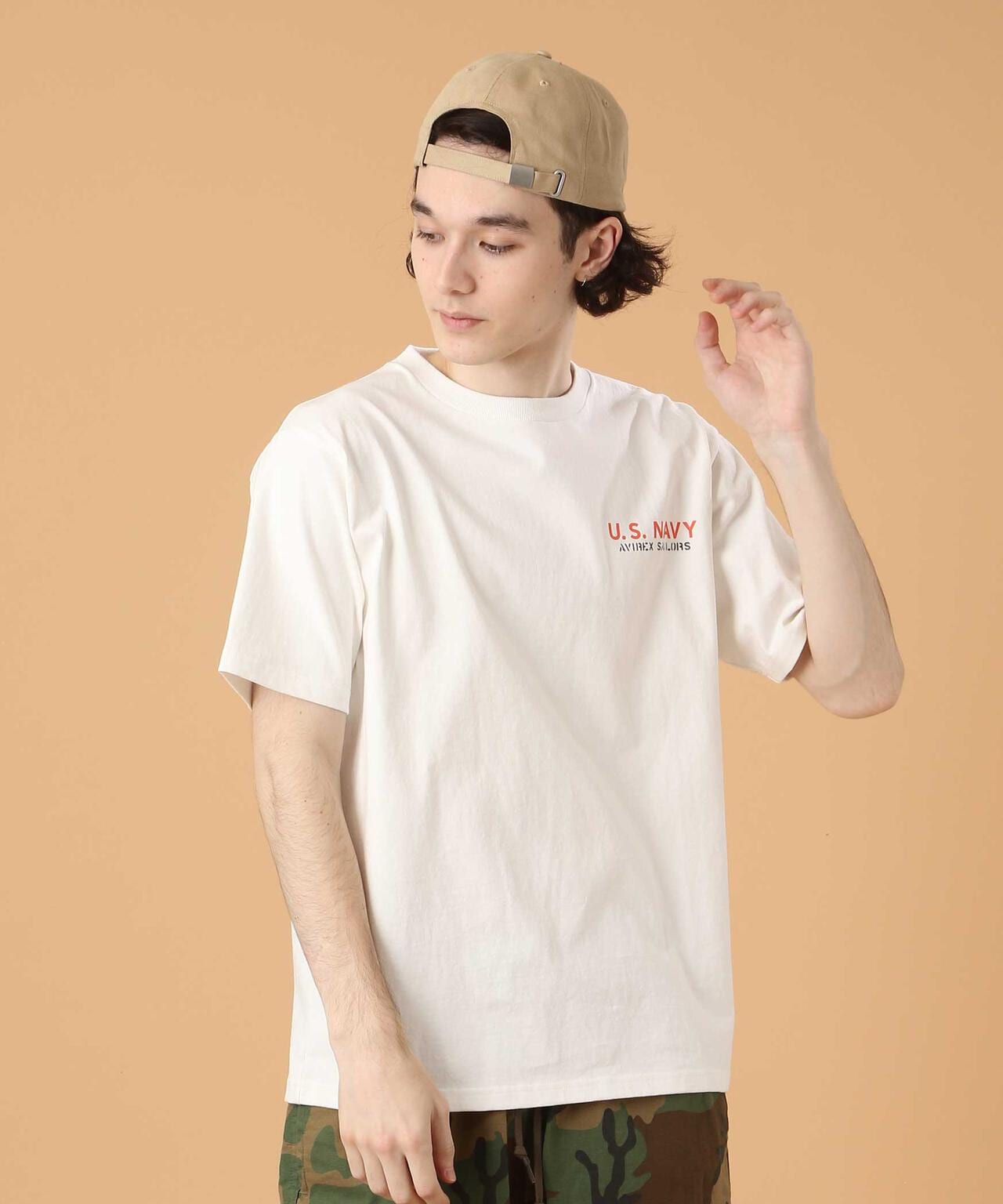 ナバル シーチィング パッチド Tシャツ/NAVAL SHEETING PATCHED T-SHIRT