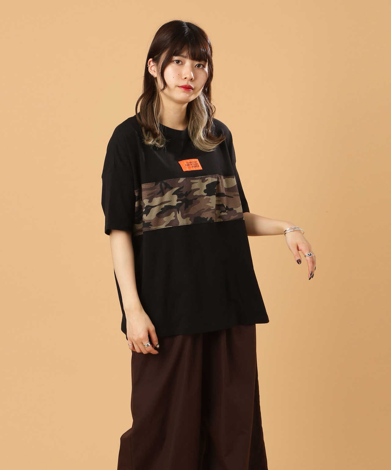 メッシュパターンプリント Tシャツ/MESH PATTERN PRINTED T-SHIRT