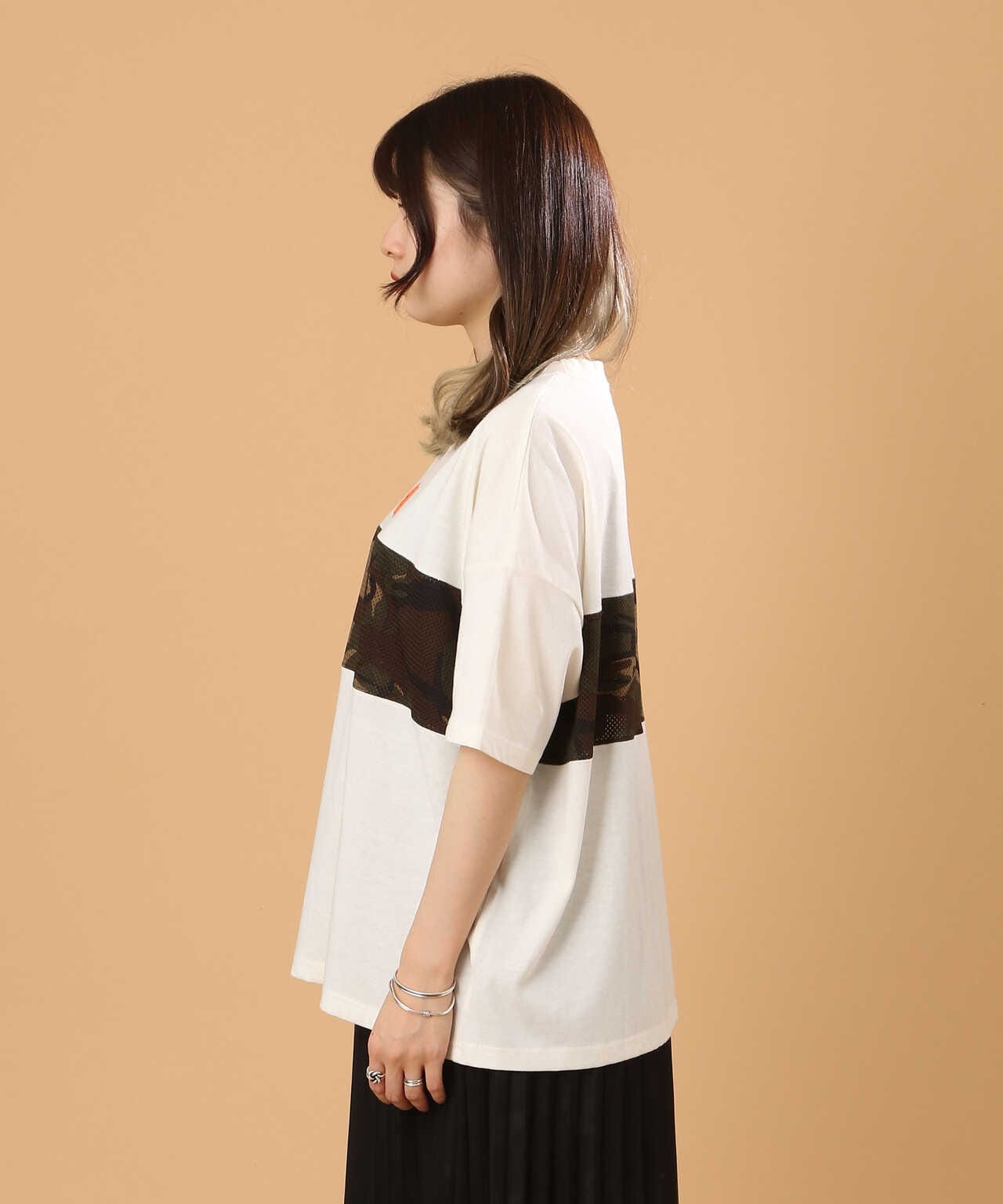 メッシュパターンプリント Tシャツ/MESH PATTERN PRINTED T-SHIRT