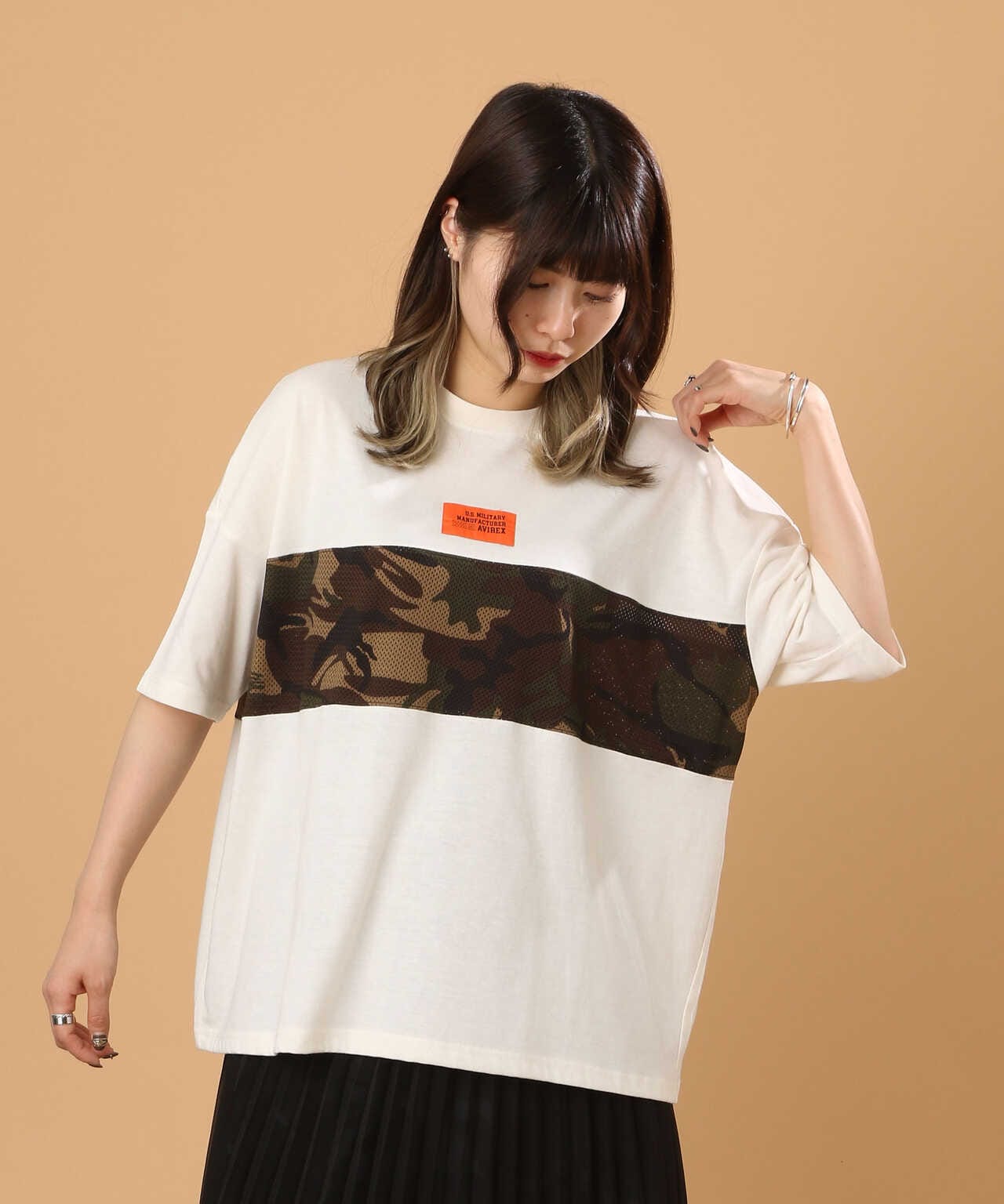 メッシュパターンプリント Tシャツ/MESH PATTERN PRINTED T-SHIRT