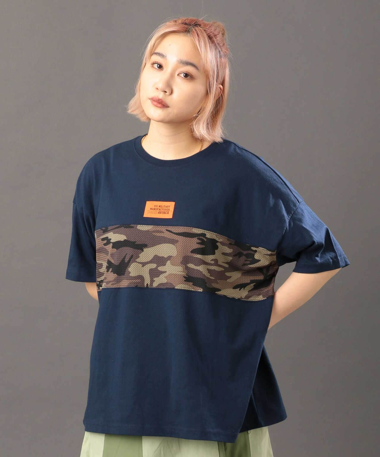 メッシュパターンプリント Tシャツ/MESH PATTERN PRINTED T-SHIRT