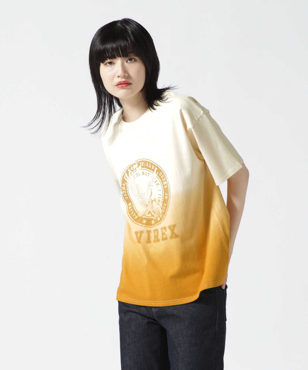 GRADATION EMB COLLEGE T-SHIRT/ グラデーション刺繍カレッジTシャツ