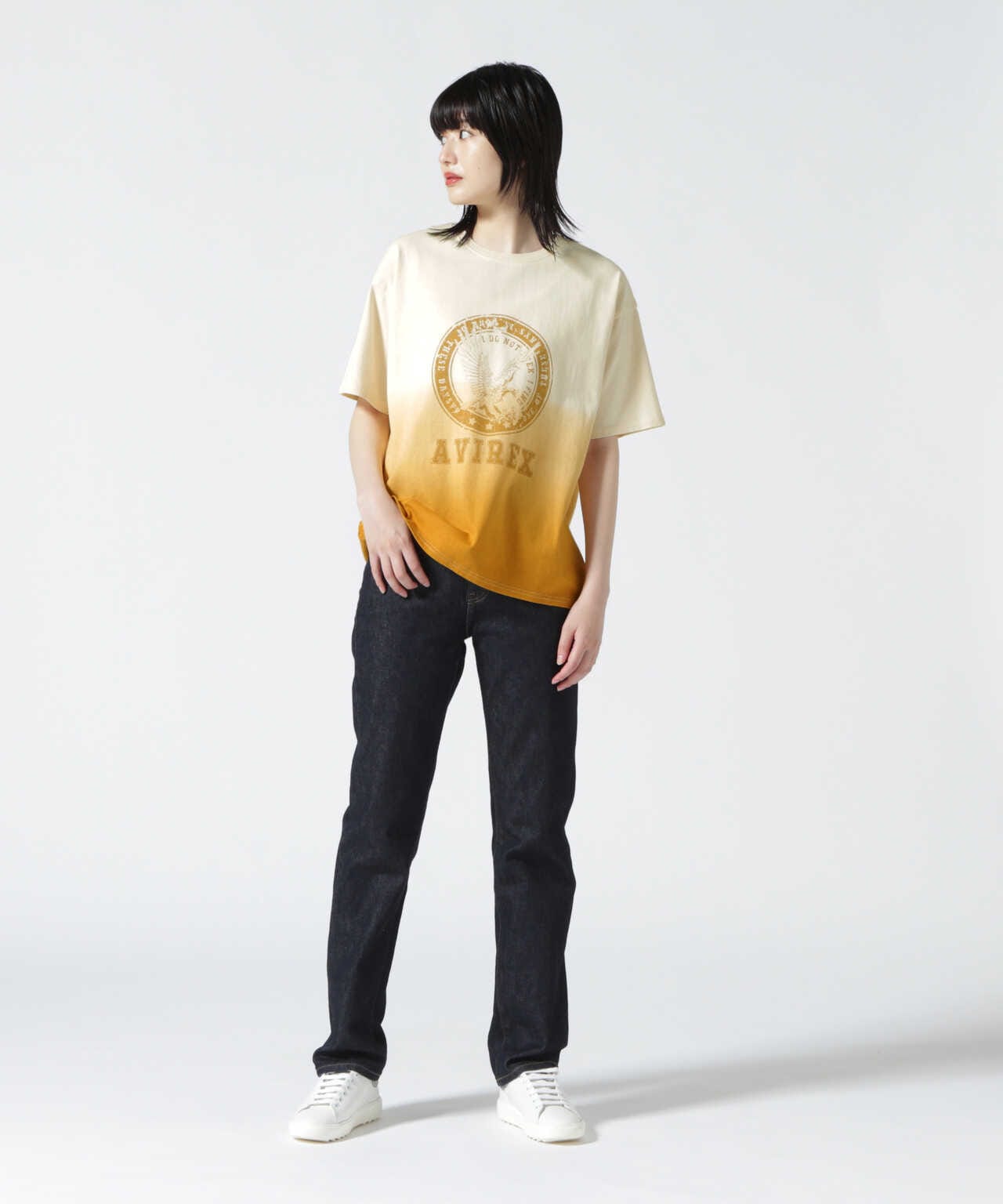 GRADATION EMB COLLEGE T-SHIRT/ グラデーション刺繍カレッジTシャツ