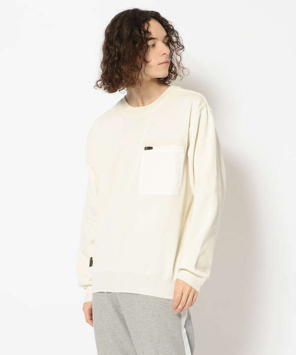 ジップ ポケット クルーネック ニット/ZIP POCKET CREW NECK KNIT