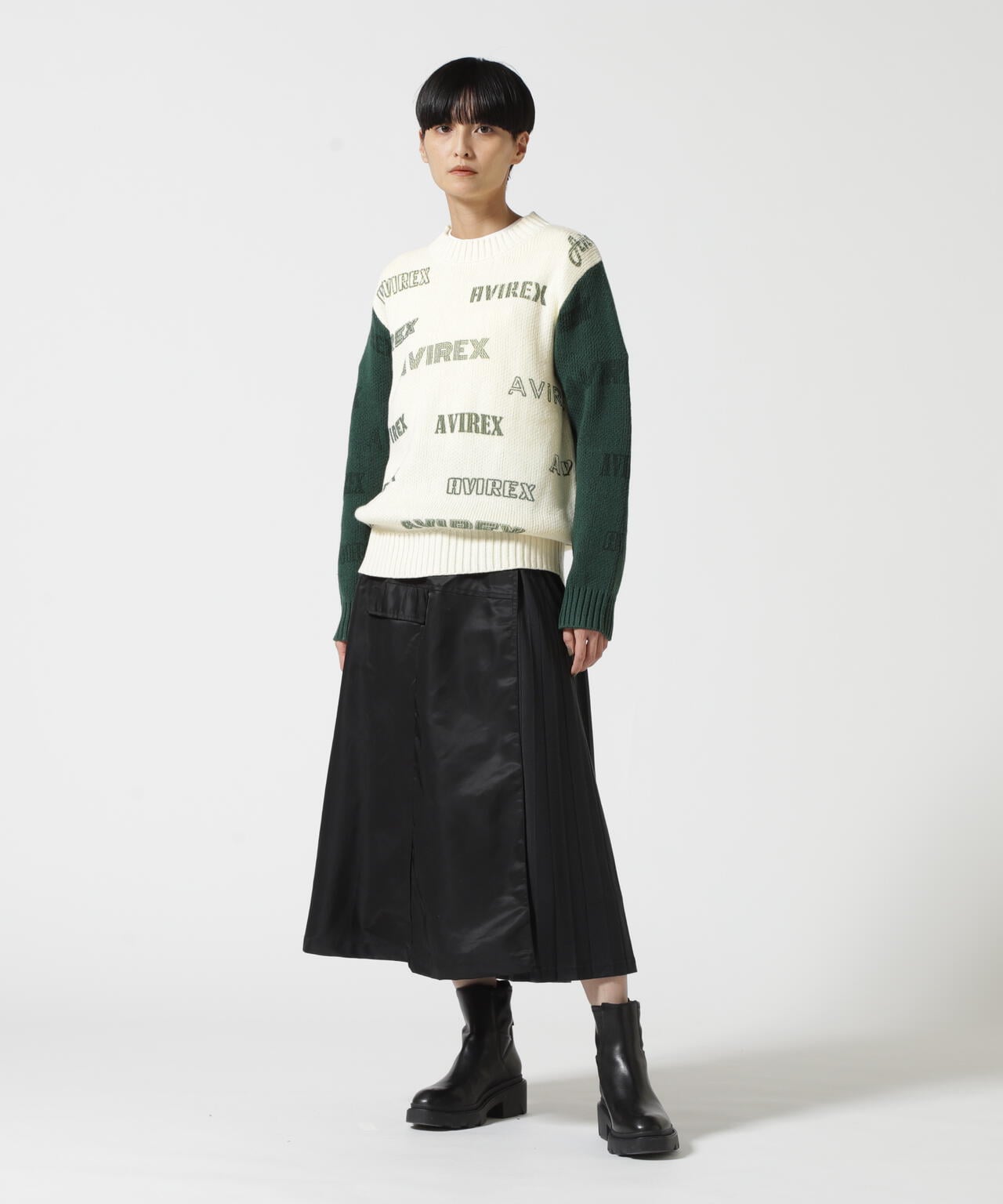 ≪WEB&DEPOT限定≫NYLON PLEATED COMBI SKIRT/ ナイロンプリーツコンビ