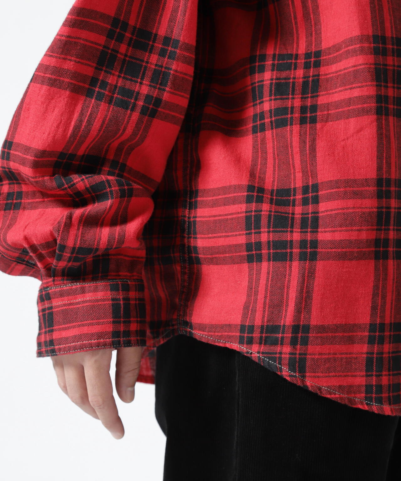 コットンリネン チェック エンブロイダリー シャツ / L/S COTTON LINEN CHECK ENB SHIRT