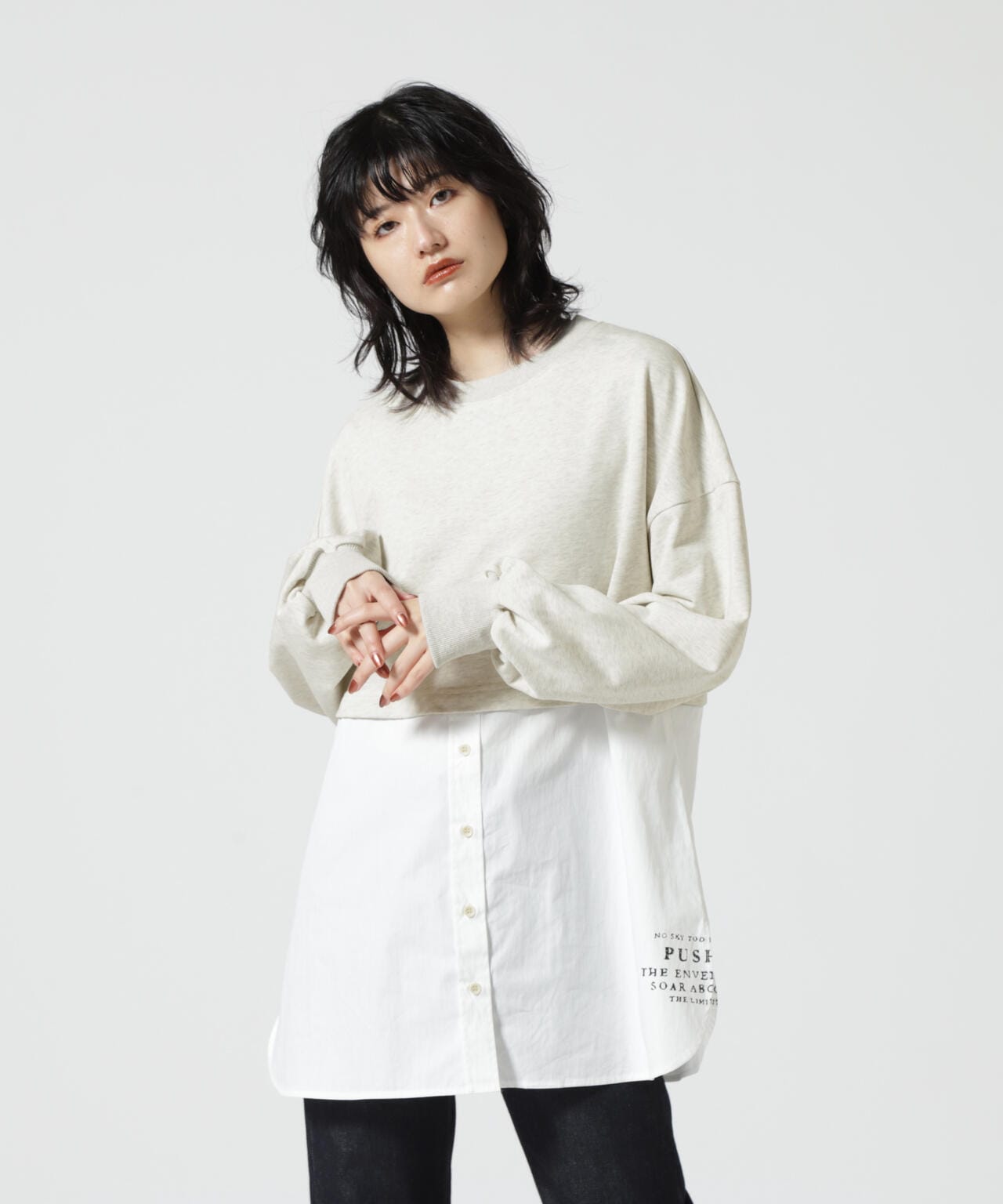 SHORT SWEAT DOCKING TUNIC/ ショートスウェットドッキングチュニック