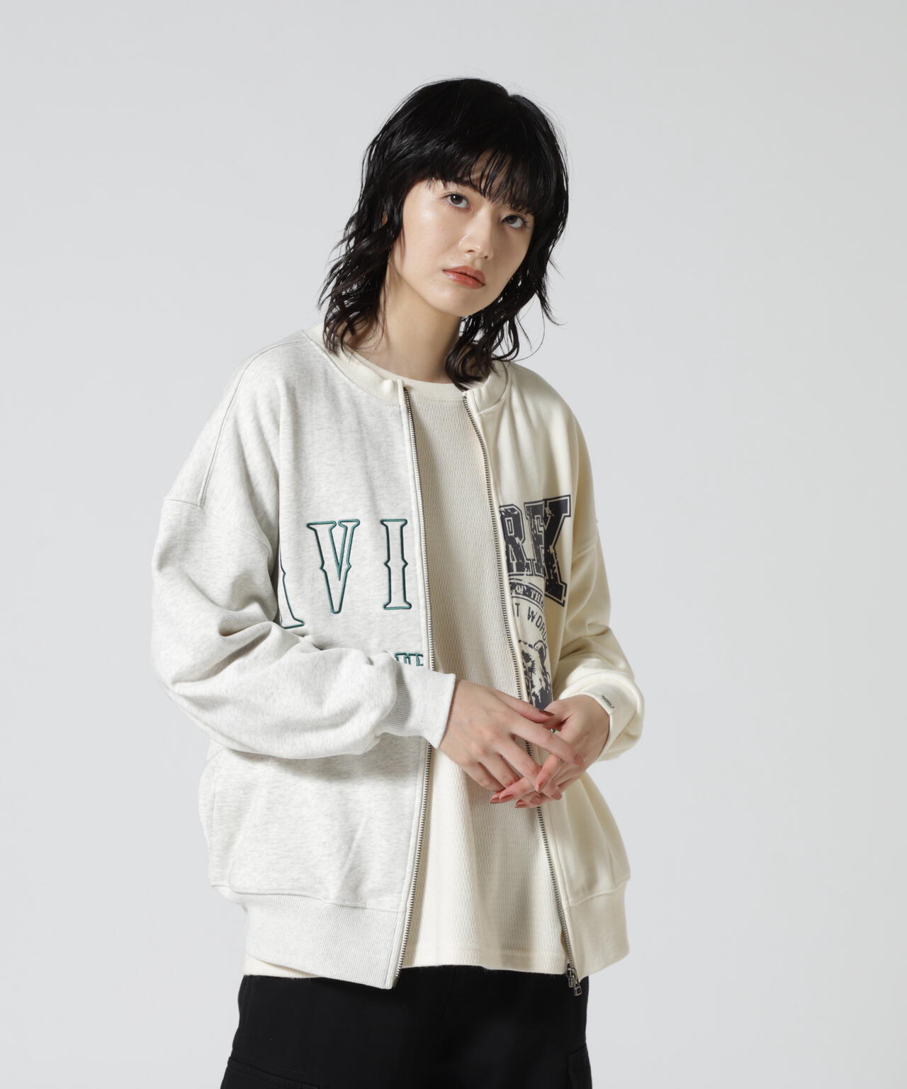 HARF GRAPHIC ZIP CARDIGAN/ ハーフグラフィックシップカーディガン