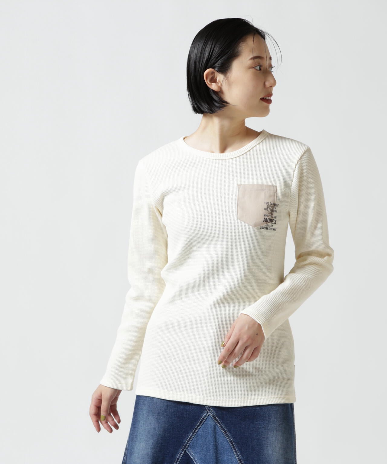 L/S MINI WAFFLW POCKET T-SHIRT/ ミニワッフルポケットTシャツ