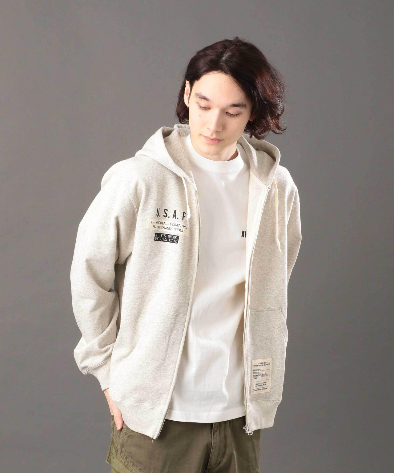 《AVIREX REBUILD COLLECTION》ステンシル パッチ ジップ パーカー/STENCIL PATCH ZIP PARKA