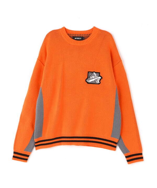 ≪直営店限定≫AVX VARSITY CREWNECK KNIT/ バーシティークルーネック