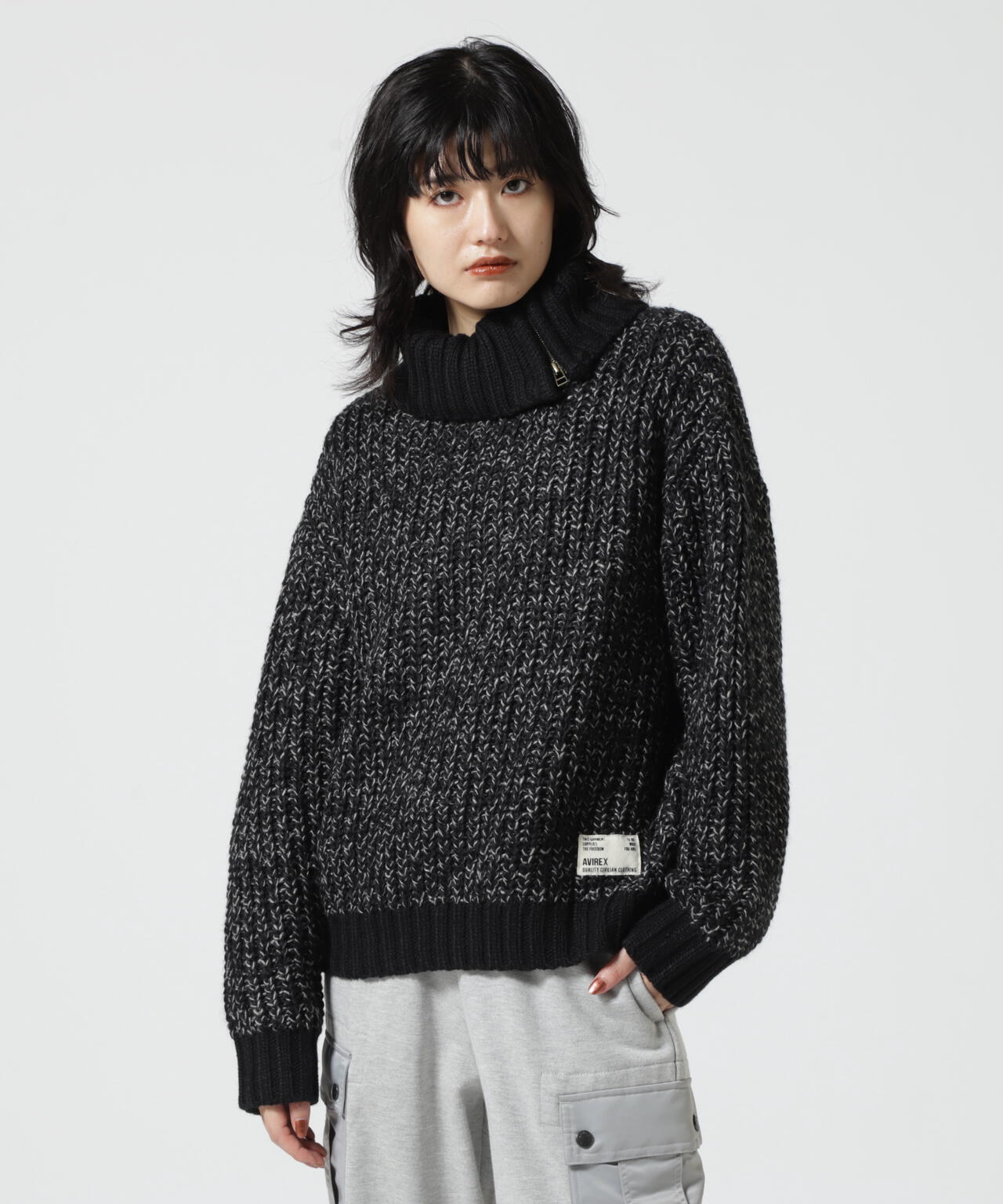 TURTLE MELANGE KNIT TOPS/ タートルメランジニットトップス