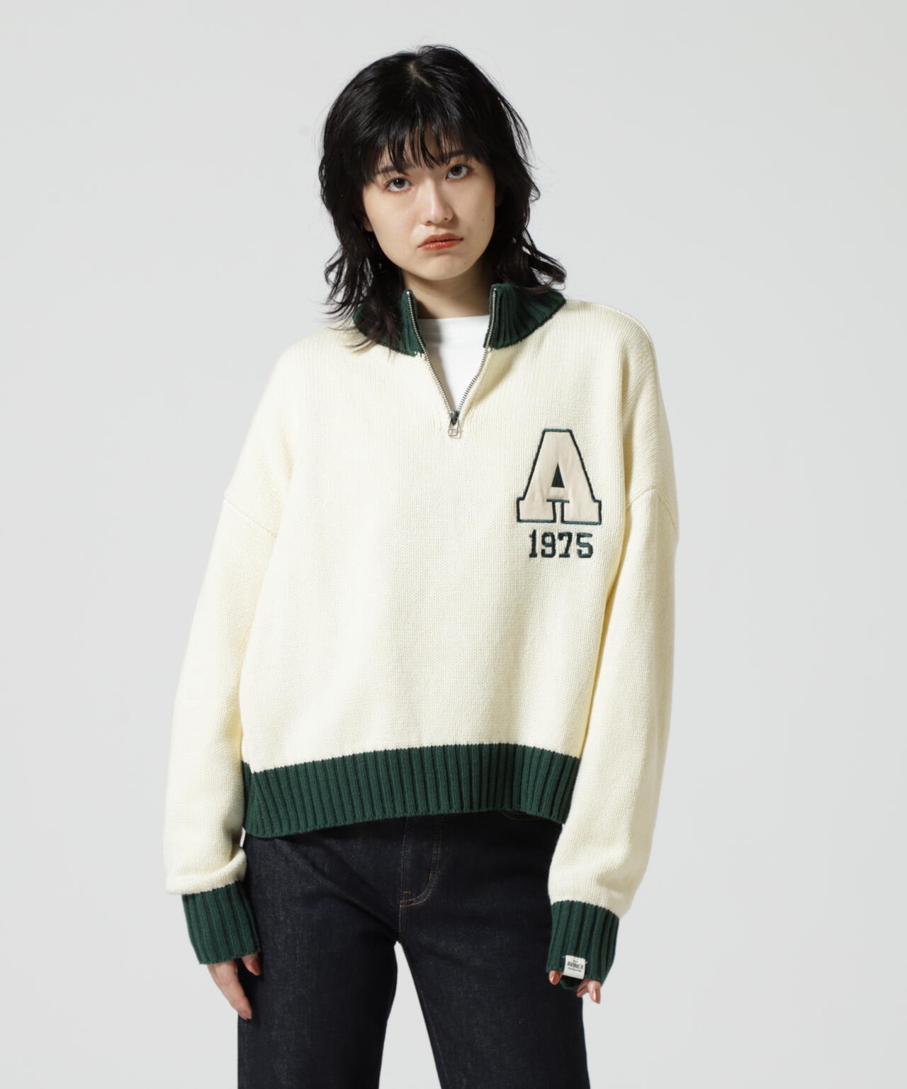 COLLEGE WAPPEN KINIT TOPS/ カレッジワッペンニットトップス