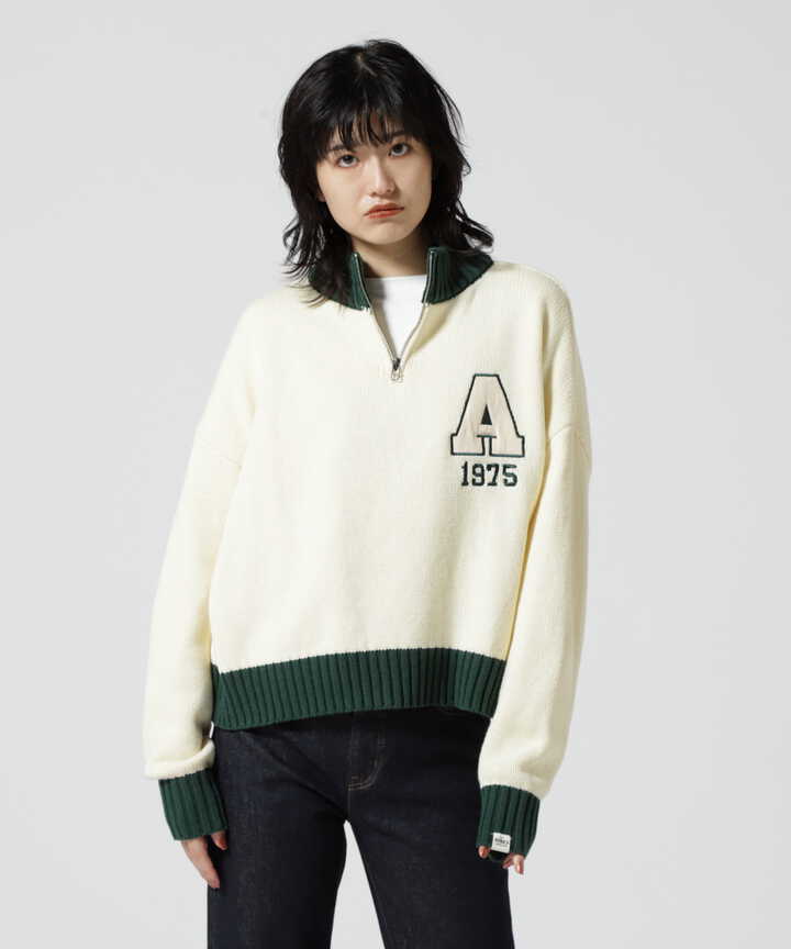 COLLEGE WAPPEN KINIT TOPS/ カレッジワッペンニットトップス