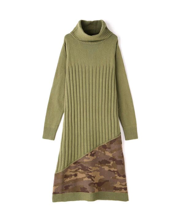 TURTLE SWITCHING CAMO KNIT ONEPIECE/ タートル スウィッチング カモ ニット ワンピース