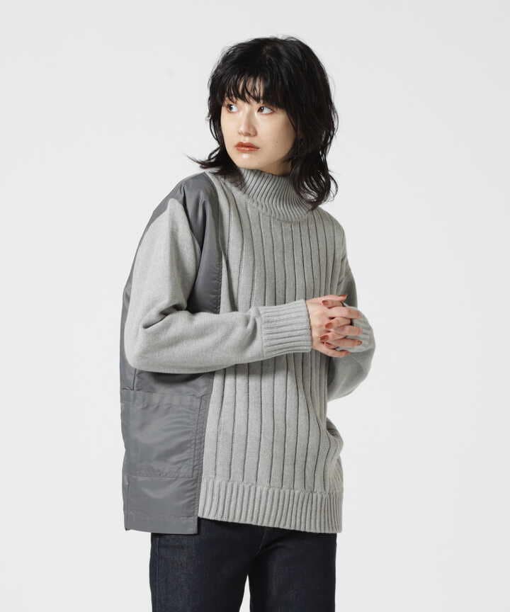 ≪WEB&DEPOT限定≫NYLON COMBI POCKET KNIT/ ナイロンコンビポケットニット