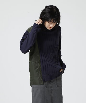 ≪WEB&DEPOT限定≫NYLON COMBI POCKET KNIT/ ナイロンコンビポケットニット