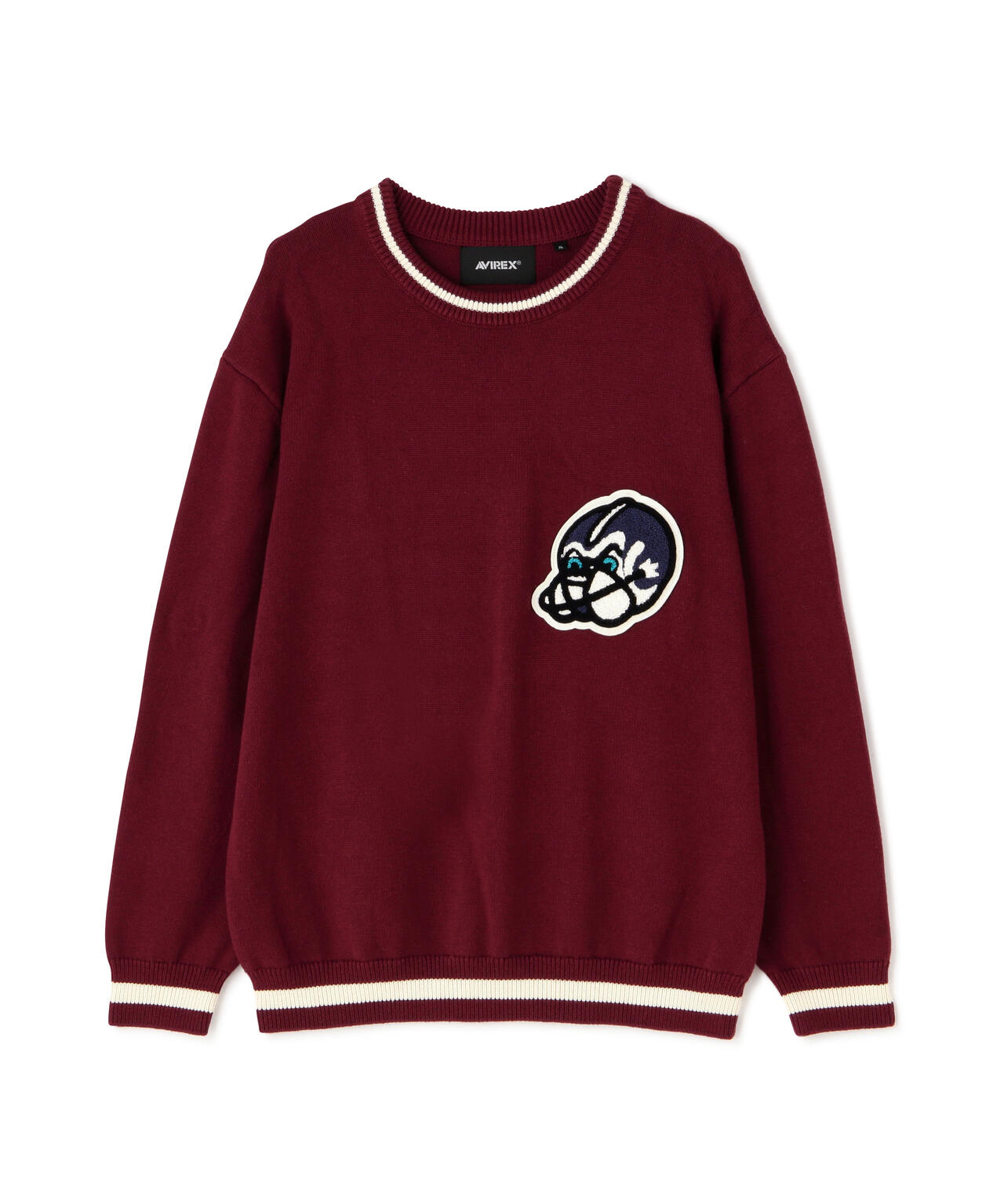 LETTERED CHENILLE PATCH CREW NECK SWEATER / レタード シェニール