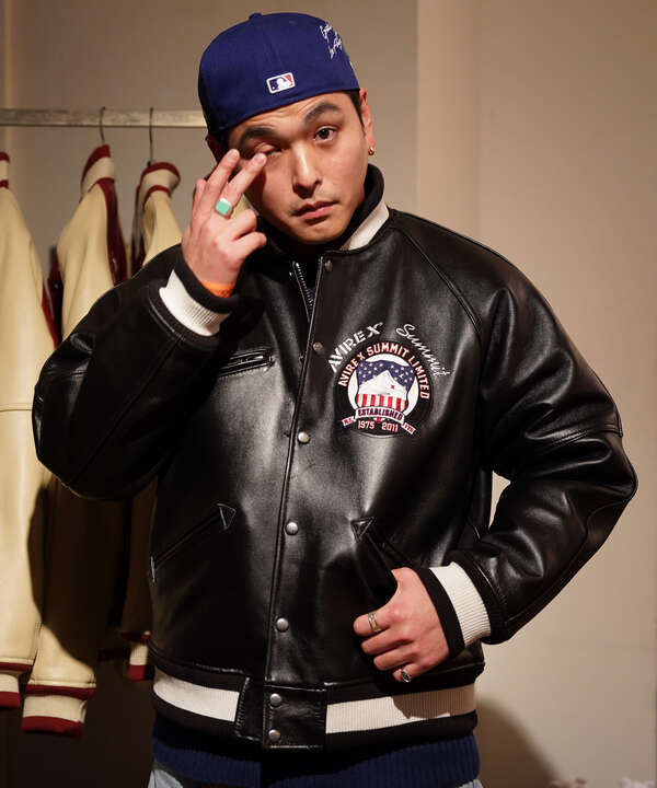 ジャケット・アウターAVIREX レザージャケット スタジャン Varsity Jacket