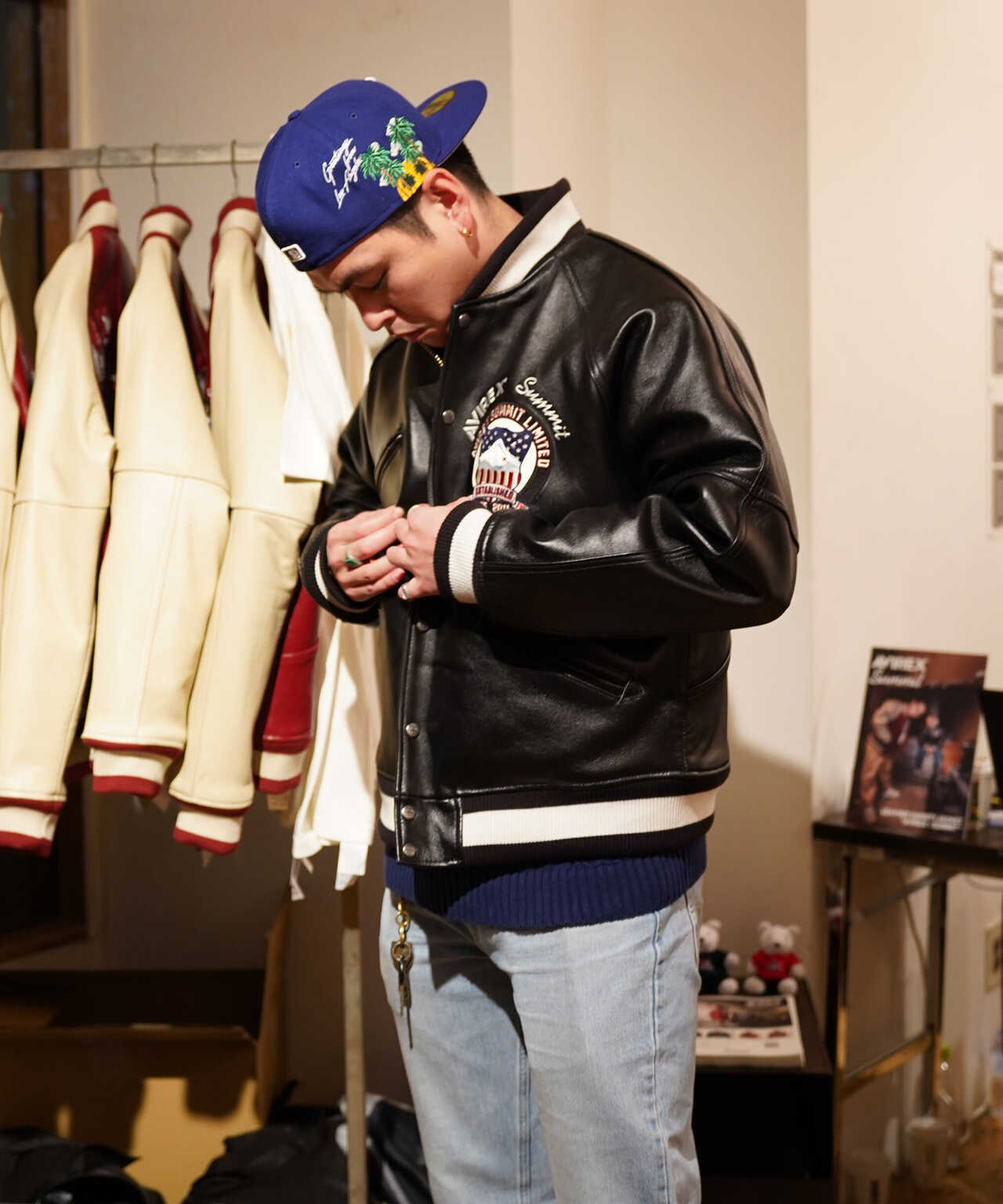 Avirex varsity jacket レザージャケット-