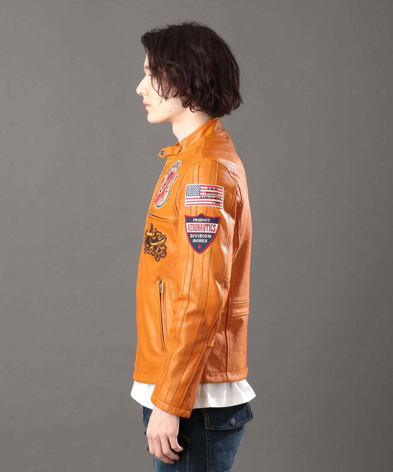 avirex】レザージャケット patched riders jacket-