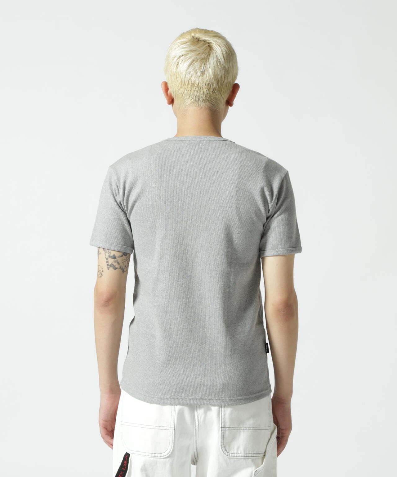 《DAILY/WEB限定》RIB S/S V-NECK T-SHIRT/同色プリント リブ 半袖 ブイネック Tシャツ  デイリーウェア