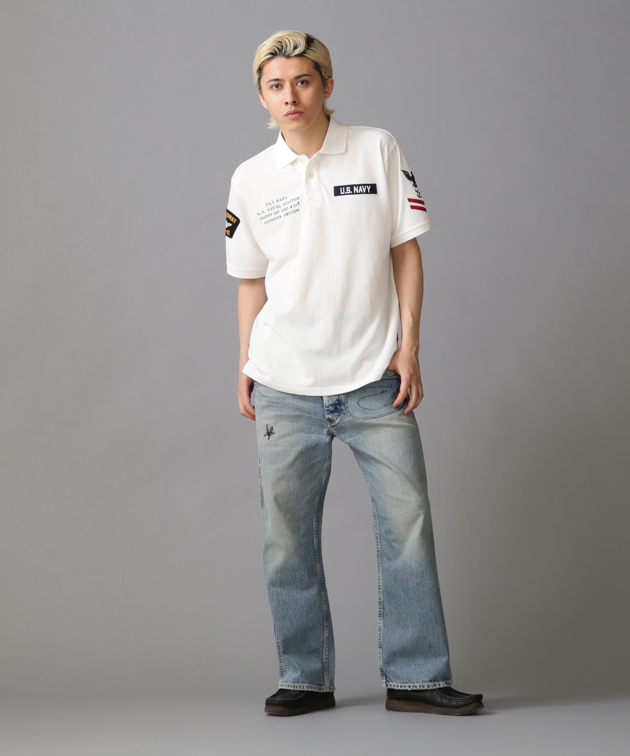 ネイバル パッチド ポロシャツ/NAVAL PATCHED POLO SHIRT