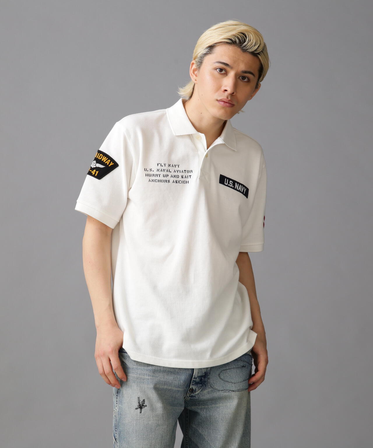 ネイバル パッチド ポロシャツ/NAVAL PATCHED POLO SHIRT