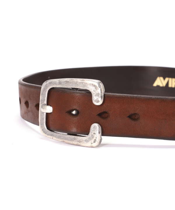 Stitched Leather Nameplate Belt