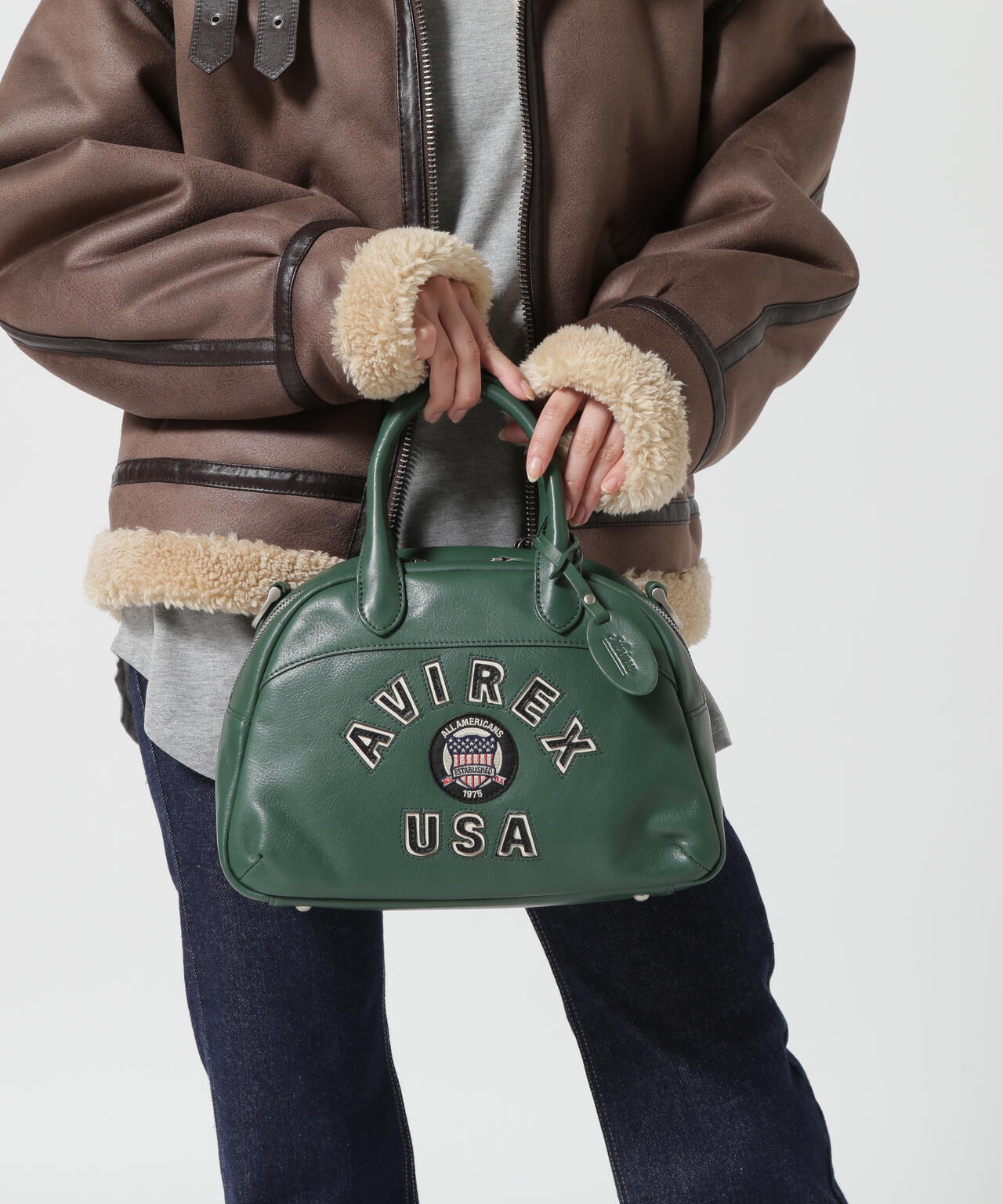 VARSITY LEATHER MINI-BOSTON BAG/ バーシティーレザー ミニボストン 