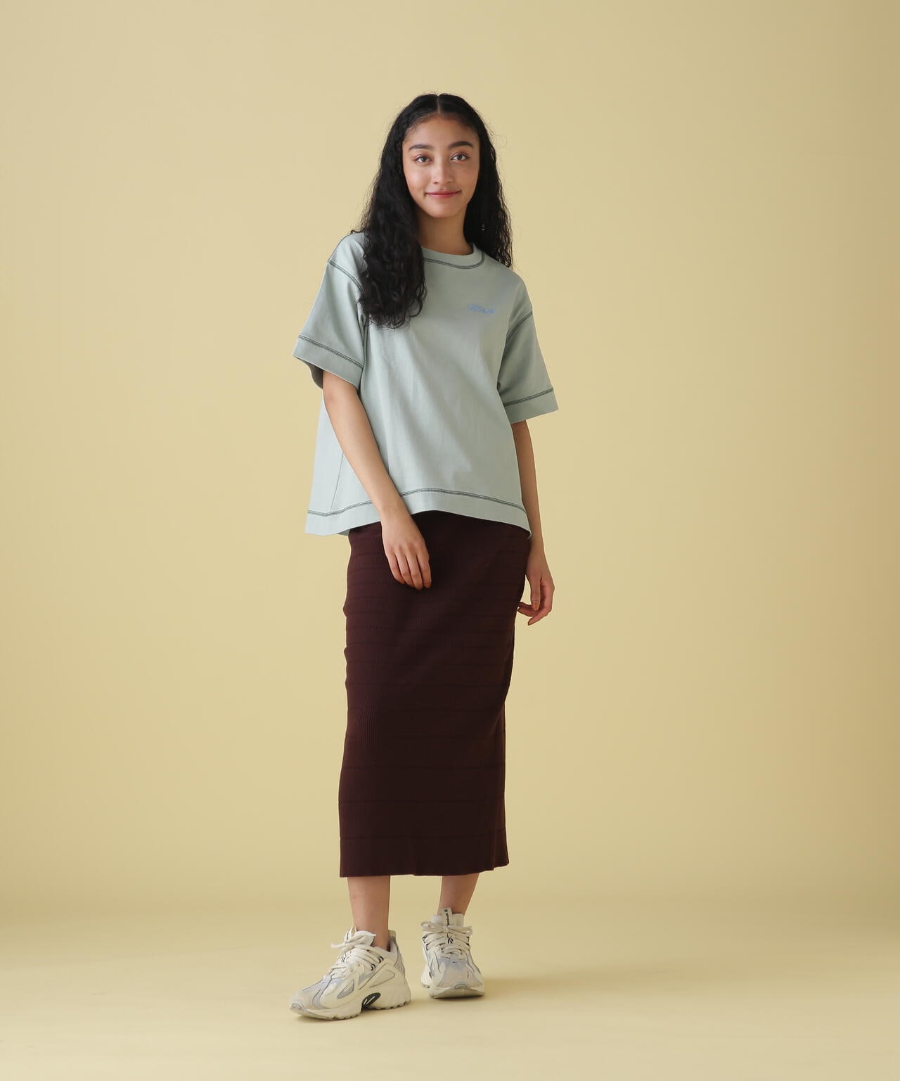 PANEL BORDER KNIT SKIRT/ パネルボーダーニットスカート