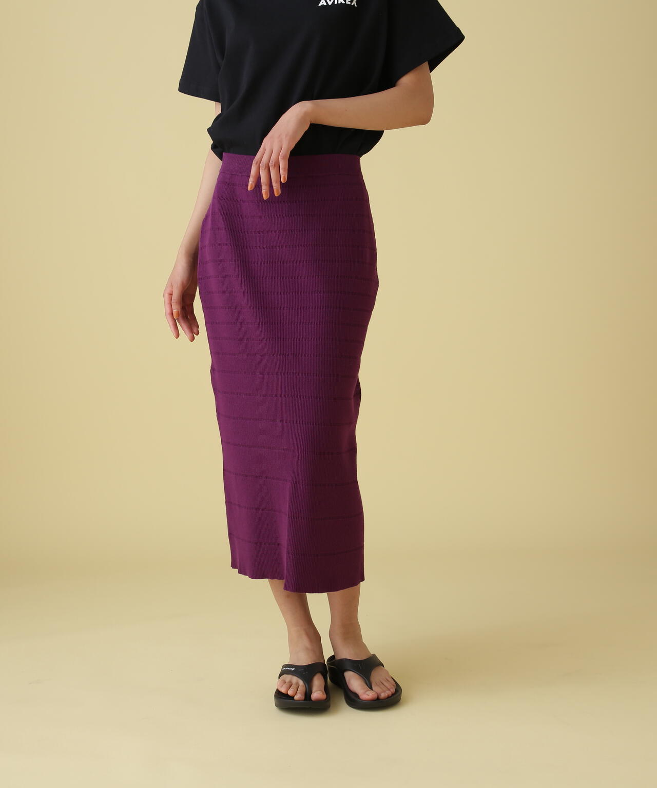 PANEL BORDER KNIT SKIRT/ パネルボーダーニットスカート