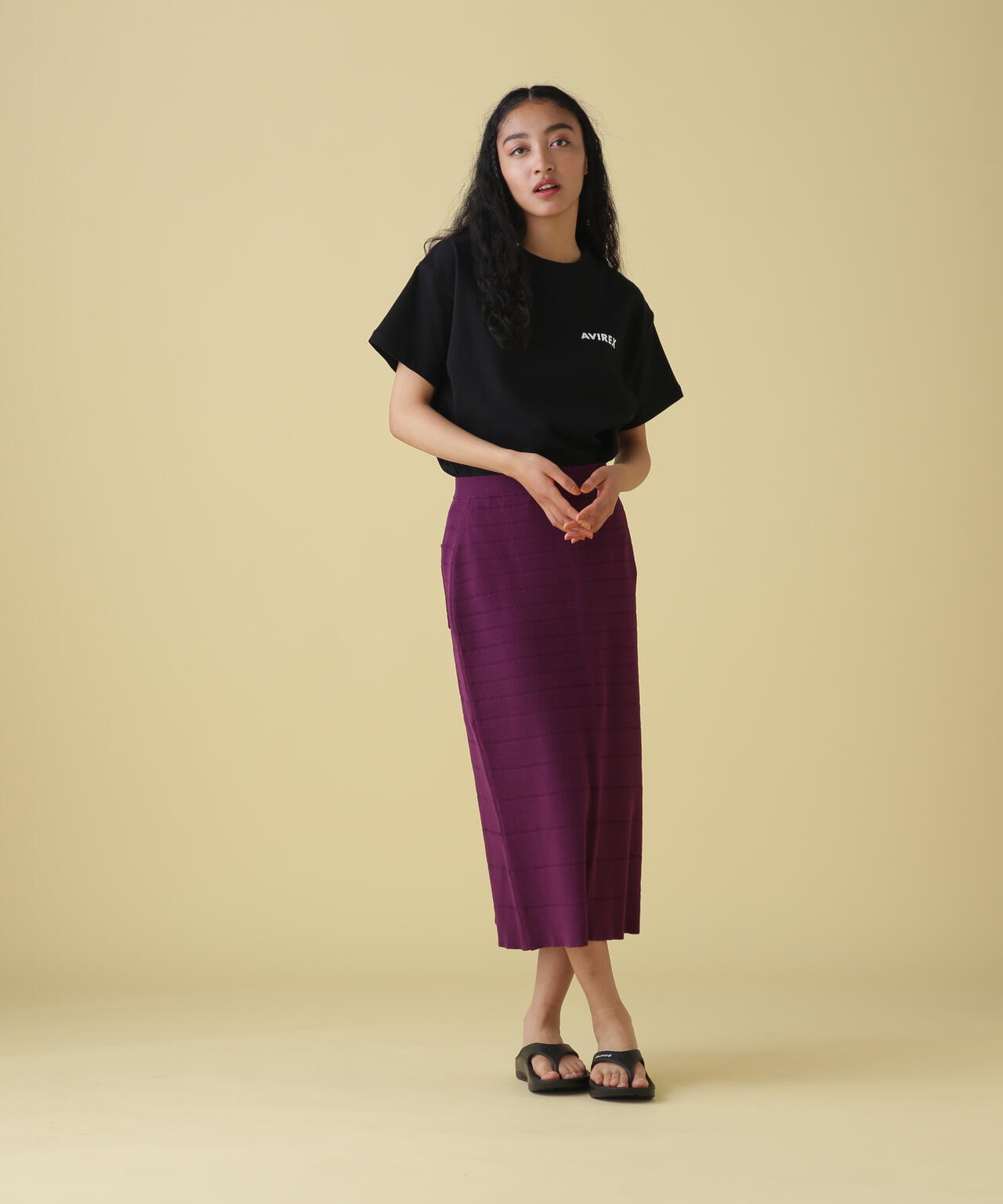 PANEL BORDER KNIT SKIRT/ パネルボーダーニットスカート