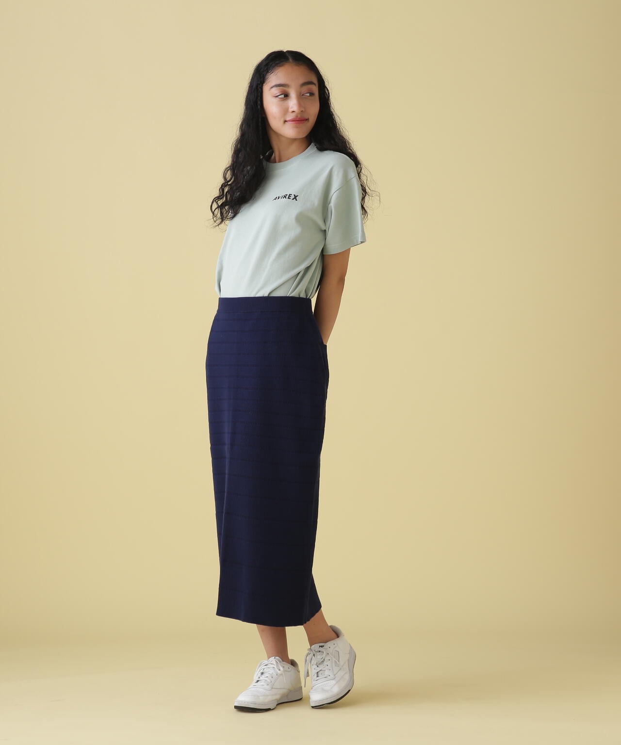 PANEL BORDER KNIT SKIRT/ パネルボーダーニットスカート