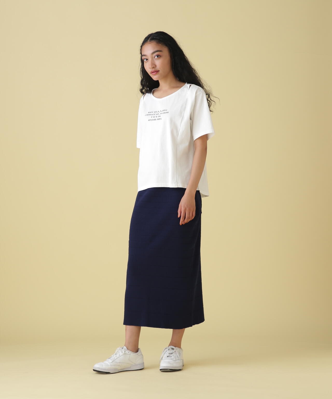 PANEL BORDER KNIT SKIRT/ パネルボーダーニットスカート