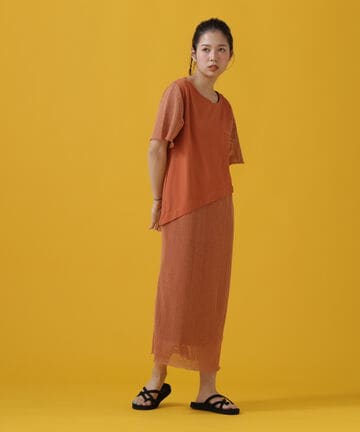 CUT×MESH ONEPIECE/ カットソー×メッシュ ワンピース