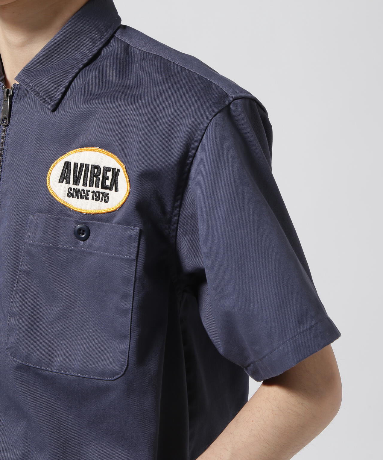 《WEB&DEPOT限定》SHORT SLEEVE ZIP UP WORK SHIRT /ジップアップ ワークシャツ / AVIREX 