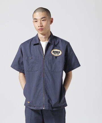 《WEB&DEPOT限定》SHORT SLEEVE ZIP UP WORK SHIRT /ジップアップ ワークシャツ / AVIREX 