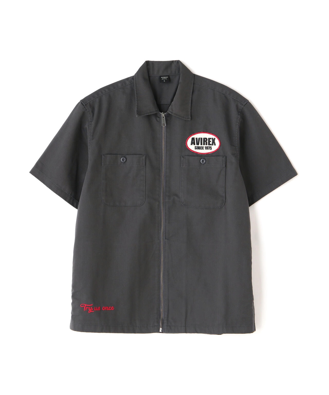 《WEB&DEPOT限定》SHORT SLEEVE ZIP UP WORK SHIRT /ジップアップ ワークシャツ / AVIREX 