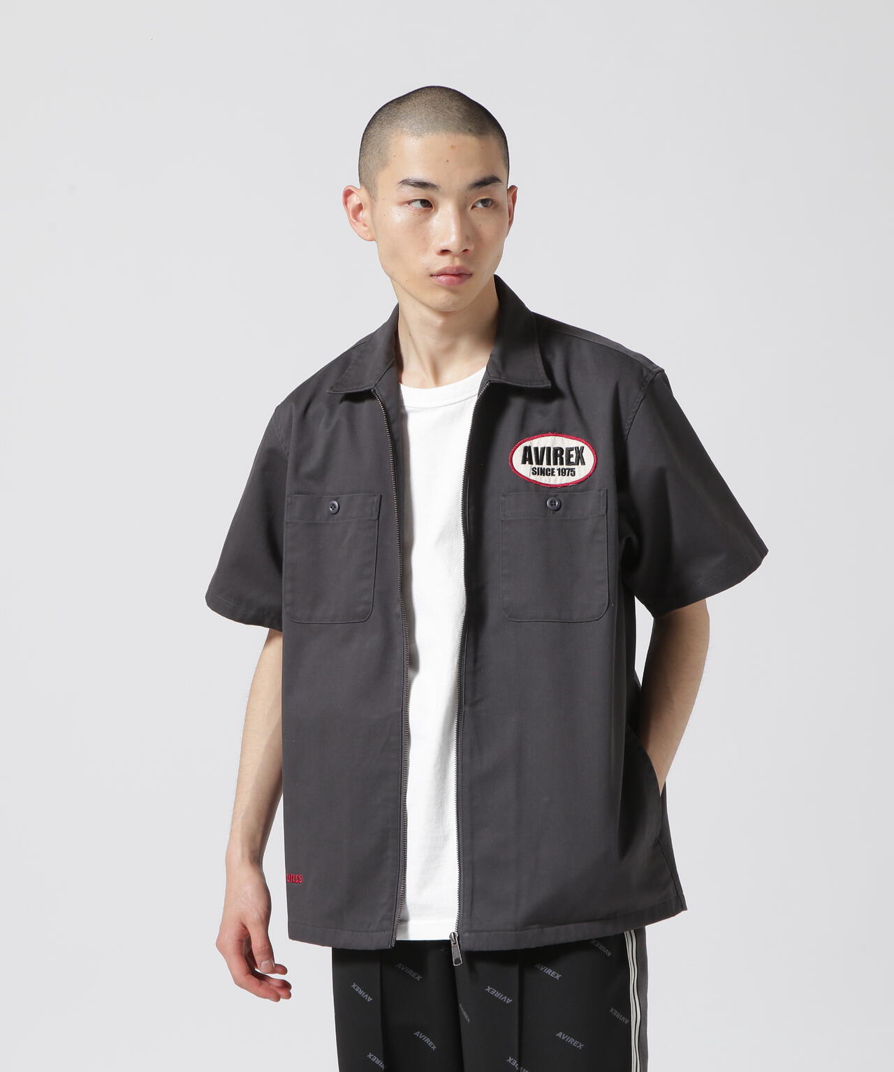 WEB&DEPOT限定》SHORT SLEEVE ZIP UP WORK SHIRT /ジップアップ ワーク