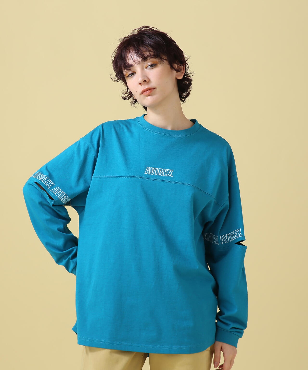 SLEEVE OPEN LOGO TOPS/ スリーブオープン ロゴトップス | AVIREX