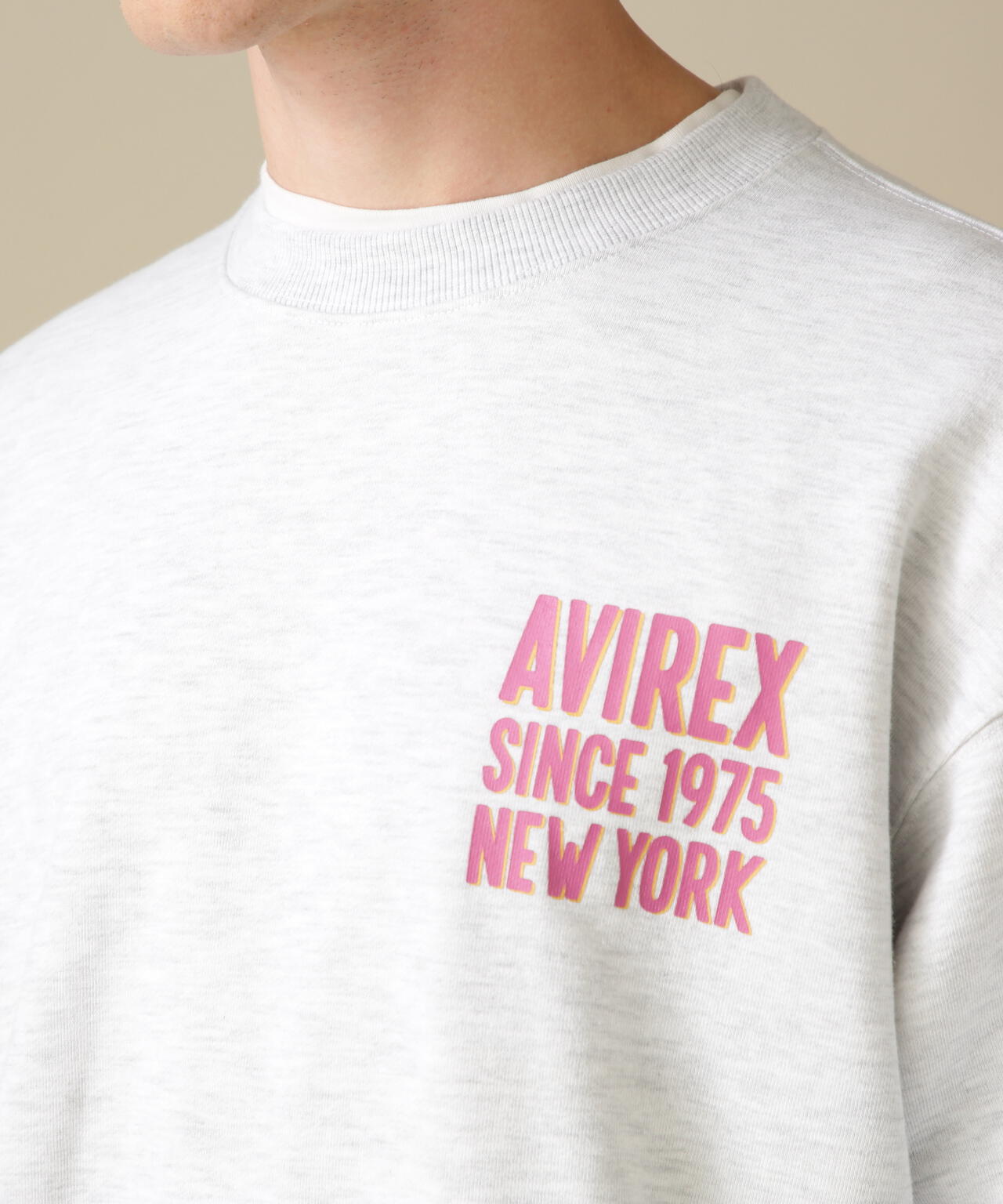 AVIREX ビッグロゴ刺繍 スウェット Tシャツ  アヴィレックス グレー39s90