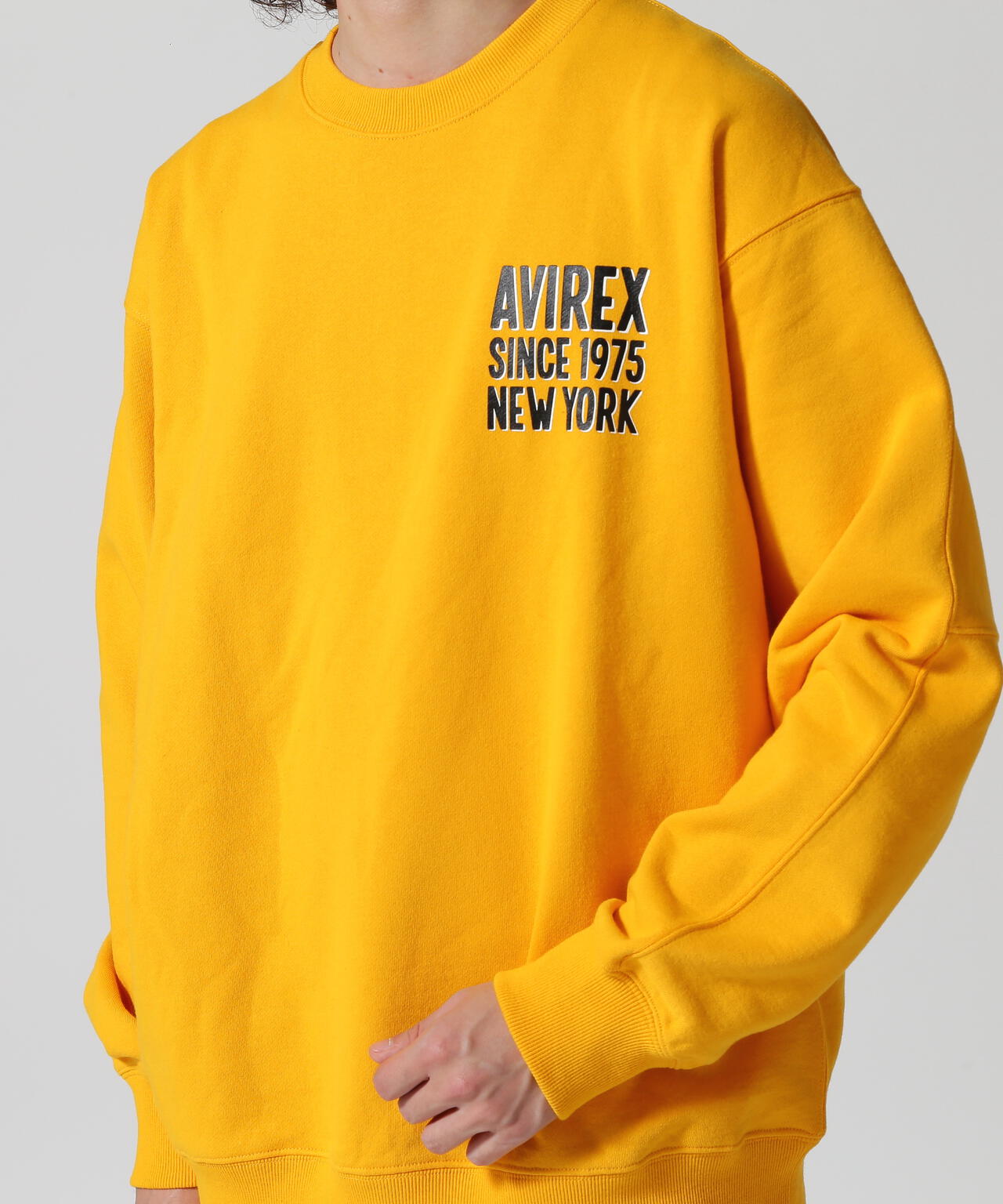 AVIREX　トレーナー　デカロゴ　刺繍　ビッグシルエット　イエロー　2XL