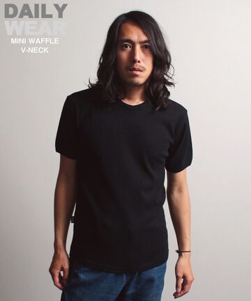 《DAILY/デイリー》MINI WAFFLE S/S V-NECK T-SHIRT/ミニワッフル 半袖 ブイネック Tシャツ 