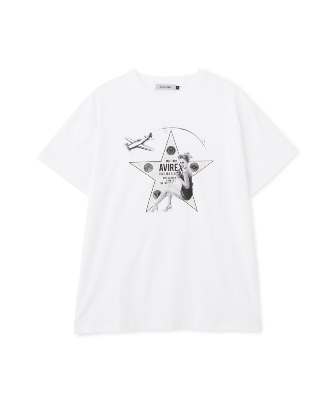 ONE COLOR PIN UP GIRL PRINT T-SHIRT/Tシャツ/AVIREX