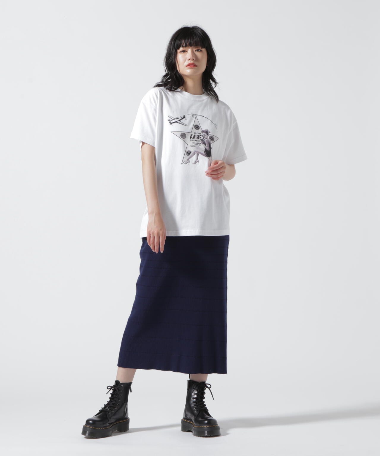 ONE COLOR PIN UP GIRL PRINT T-SHIRT/Tシャツ/AVIREX