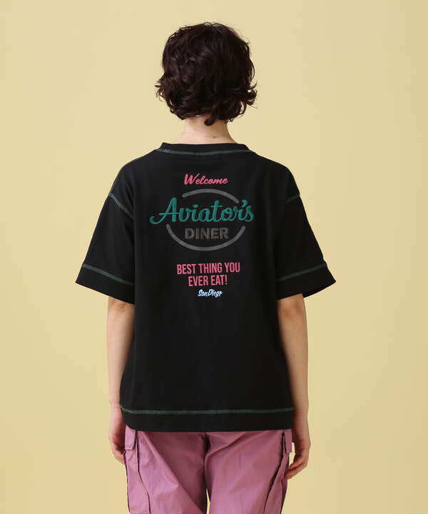 【直営店限定】AVIATORS DINNER EMB T-SHIRT/ アヴィエイターダイナー刺繍Tシャツ/AVIREX/Tシャツ