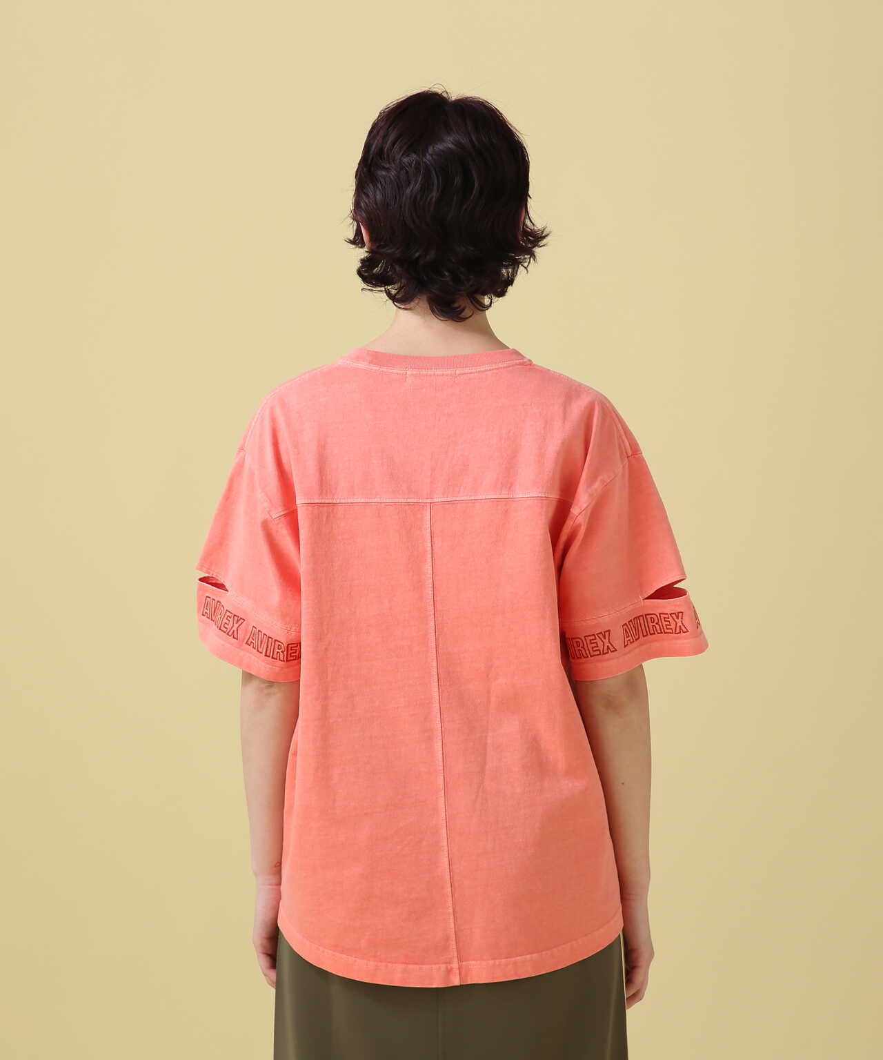 FADE WASH CUFFS OPEN EMBROIDERY TOPS/Tシャツ/AVIREX