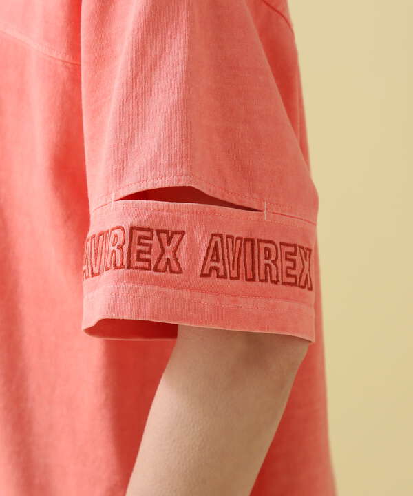FADE WASH CUFFS OPEN EMBROIDERY TOPS/Tシャツ/AVIREX