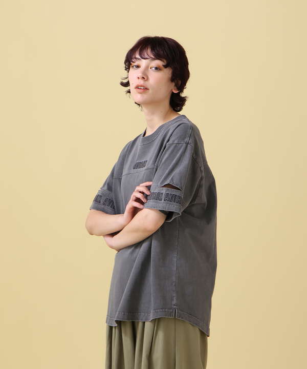 FADE WASH CUFFS OPEN EMBROIDERY TOPS/Tシャツ/AVIREX